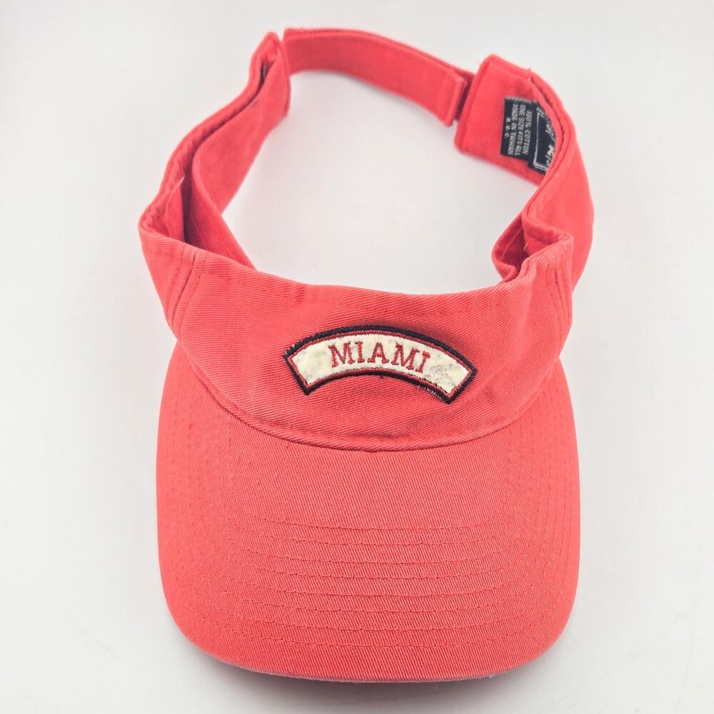 Legacy Athletic Miami Red Visor Hat Felt Patch Embroidered Adjustable NCAA